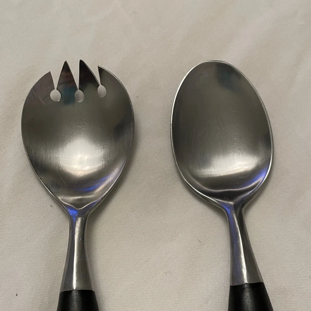 Vintage “400” BY PRESENT Stainless Japan Salad Serving Spoon Set BAKELITE Handle